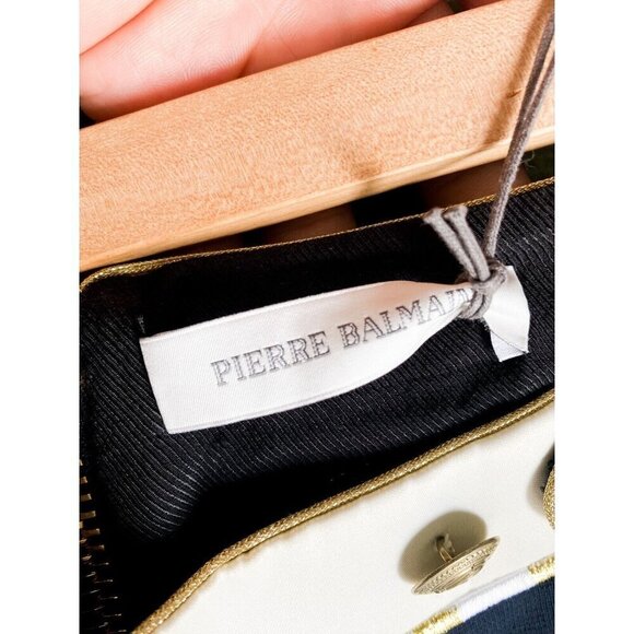 Pierre Balmain Wide Leg Knit Sailor Style Navy BLue Palazzo Pants 36 - Picture 8 of 13